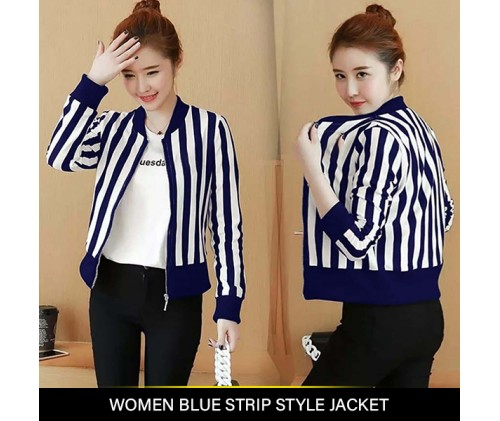 Women Blue Strip Style Jacket